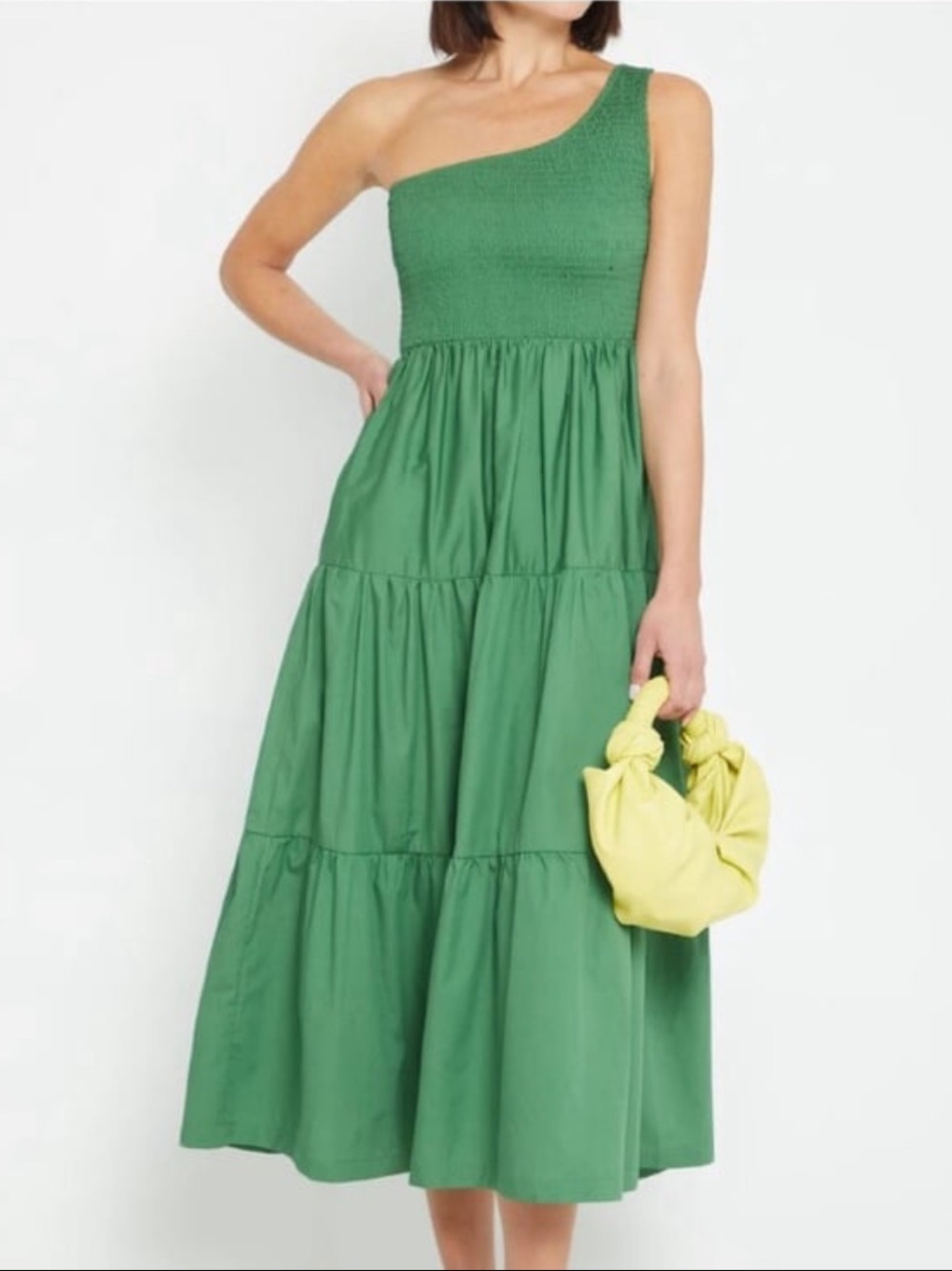 O.P.T One-Shoulder Green Tiered Cotton Maxi Dress Size Small NWT